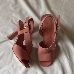 Michael Kors Rose Pink Leather Cross-Strap Slingback Heels